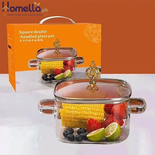 2.2L Heat-Resistant Borosilicate Glass Pot with Lid