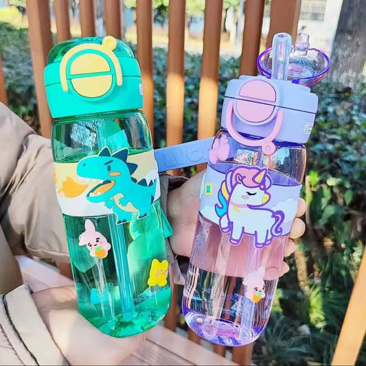 Aesthetic Capybara Water Bottle – Dual Straw & Leakproof Lid