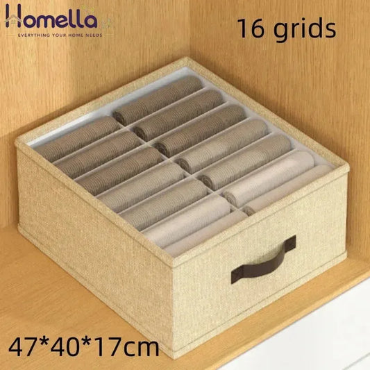 Foldable 16-Grid Drawer Organizer for Clothes & Socks