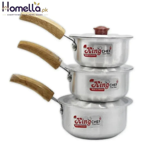 Sauce Pan Silver Steel 3 PC set