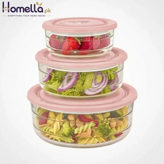 Round GLass Container 3 Pcs