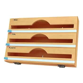 Wooden box with compartments for wax, foil, and plastic on a white background