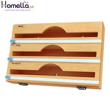 Wooden box with compartments for wax, foil, and plastic on a white background
