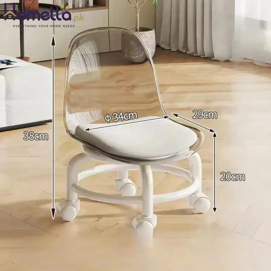 Transparent Heavy Duty Moveable Chair With Wheels