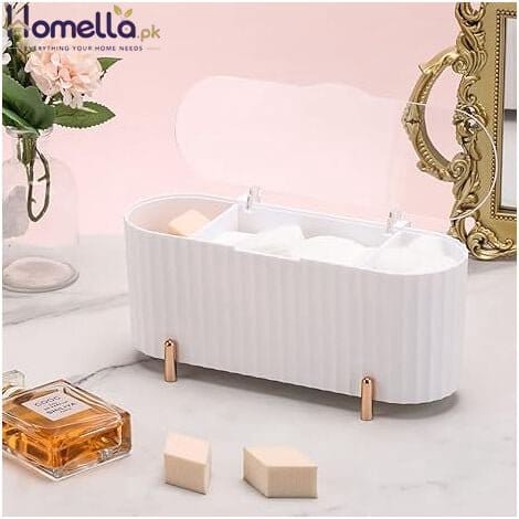 makeup storage box. Holds cotton pads,