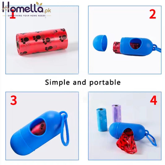 Led Lighted Dog Poop Bags Dispenser-Portable Degradable Waste Bags for Our Dog & Cat Cleaning