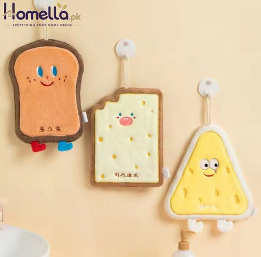 1PC Cute Cartoon Hanging Towel For Wiping Hands Absorbent Soft Towel With Hanging Loop For Bathroom Supplies