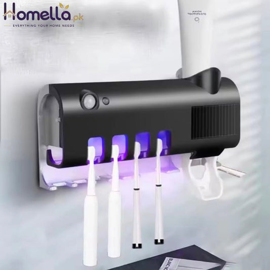 Toothbrush Holder Wall Mounted Solar UV Light Ultraviolet Toothbrush Sterilizer Automatic Toothpaste Holders Bathroom Accessory