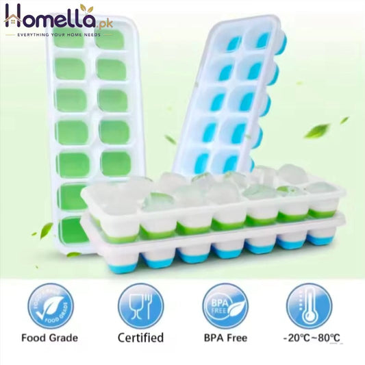 Multi-Colo PP+TPR Ice Cube Trays Reusable food-Grade Molds for Party Decor & Easy Home Storage With Leak-proof Design
