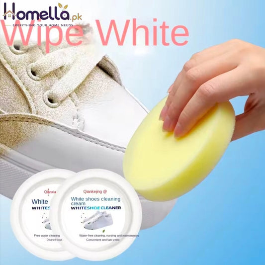 White Shoes Cleaning Cream 120g Stains Remover Whitening Formula Waterless Cleanser for Sneakers Leather Shoes with Wipe Sponge