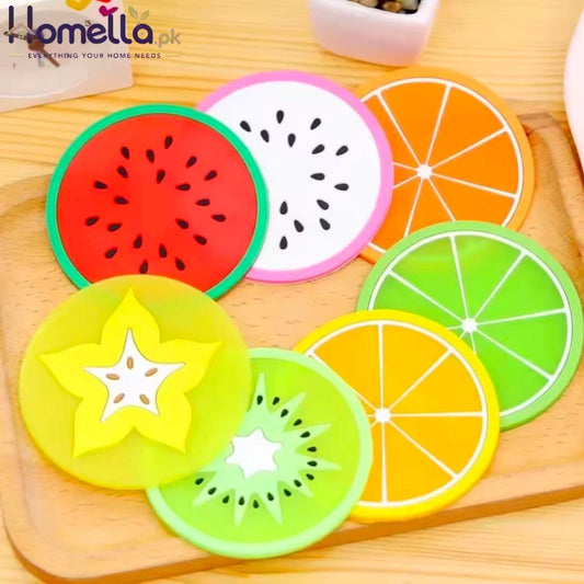 Creative Fruit Soft Rubber Round Coasters Pvc Non-slip Heat Insulation Coaster Anti-scald Table Mat Cup Mats Kitchen Things