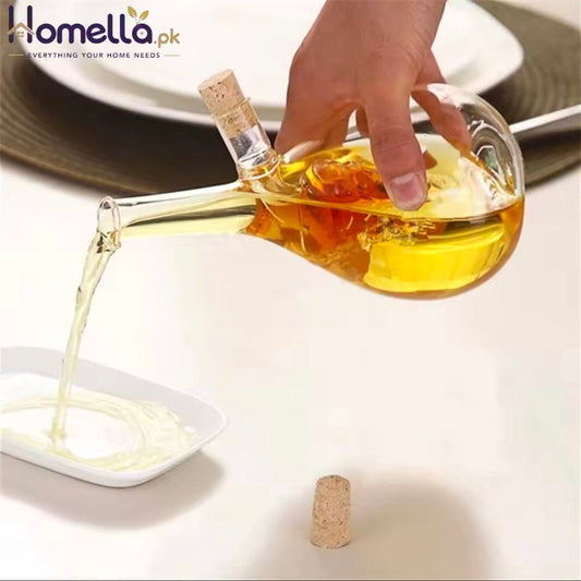 Olive Oil And Vinegar Dispenser Double Pourer Spout Stoppers Transparent Soy Sauce Dispenser 2 in 1 Glass Oil Battle for Kitchen