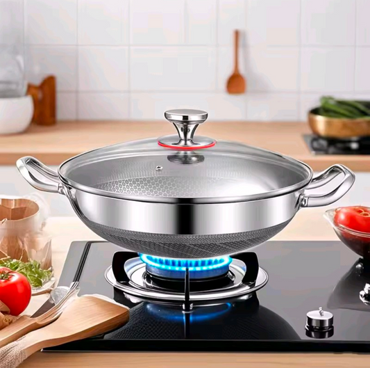 304 Stainless Steel Non-Stick Frying Pan β 28cm Honeycomb Wok