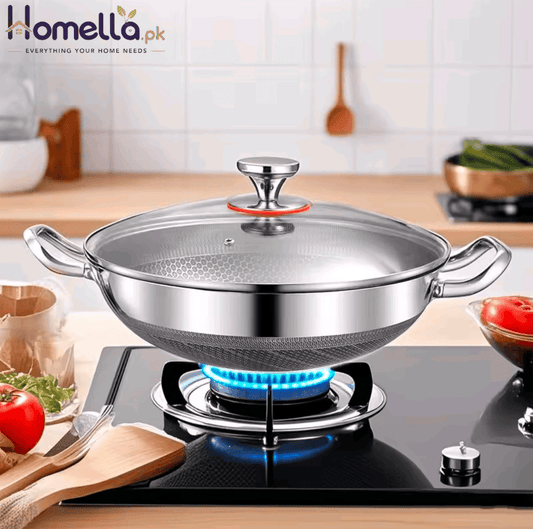 304 Stainless Steel Non-Stick Frying Pan – 28cm Honeycomb Wok