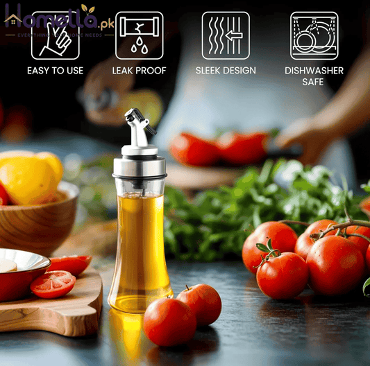 Transparent Glass Press Oil & Seasoning Bottle - 200 ML