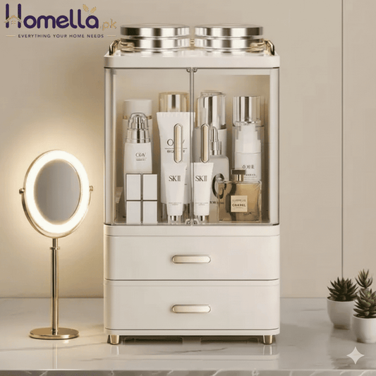 Cosmetics Storage box Desktop Large Capacity Makeups Organizer Countertop Dustproof Cosmetic Skincare Storage for Home Bathroom