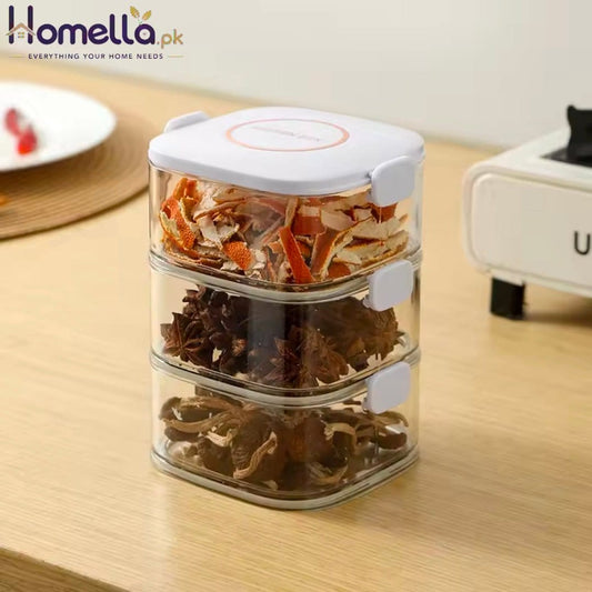 Stackable Airtight Spice Containers with Lid PET Material BPA-Free Storage Jar for Kitchen Removable Seasoning Boxes for Spices