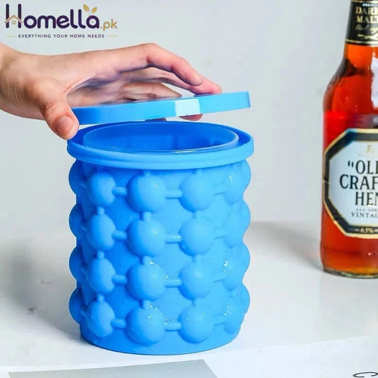 Silicone Ice Cube Maker – Portable Ice Ball Bucket with Lid