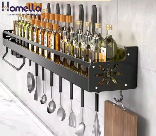 Kitchen Organizer Shelf Wall-Mounted Spice Storage Rack Kitchen Knife Holder Wall Seasoning Chopstick Spoon Shovel Storage