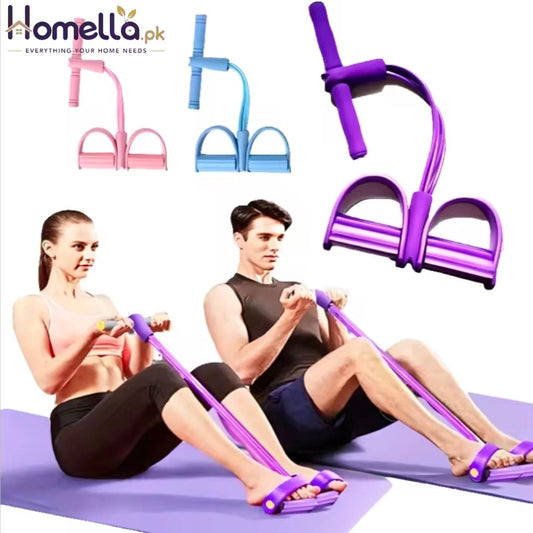Four-Tube Pedal Tensioner Multi-Functional Household Fitness Equipment Yoga Abdominal Strengthening Elastic Band TensionRope