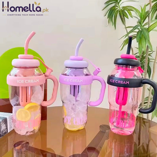 Large Capacity Straw Water Bottle for Girls Student Summer Tea Water Separation Portable High Aesthetic Value Tea Water Bottle