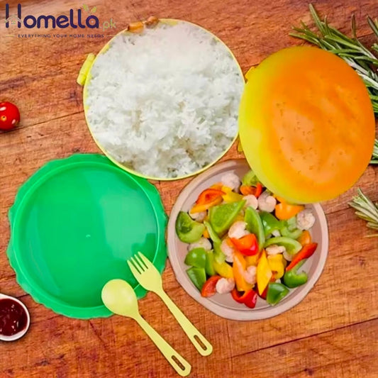 Cute Double-layer Hamburger Lunch Box Food-grade for Students and Children Microwaveable Bento Box