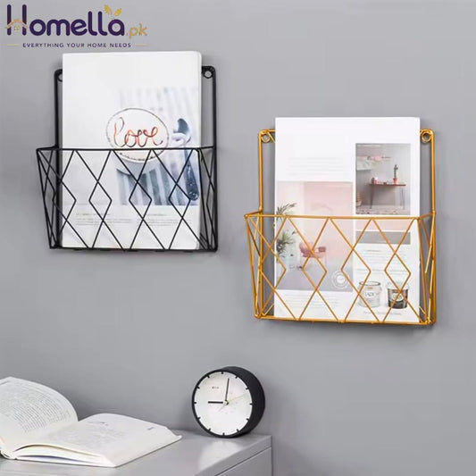 Metal Wall Mounted Magazines Newspaper Storage Rack for Home Office Books Newspapers Files Folder Desktop Tabletop Display Stand