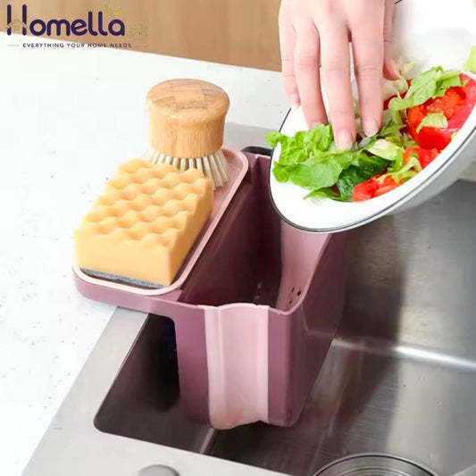 Kitchen Sink Retractable Drain Basket Suction Cup Hanging Storage Rack Kitchen Waste Pool Dry and Wet Separation Trash Organizer