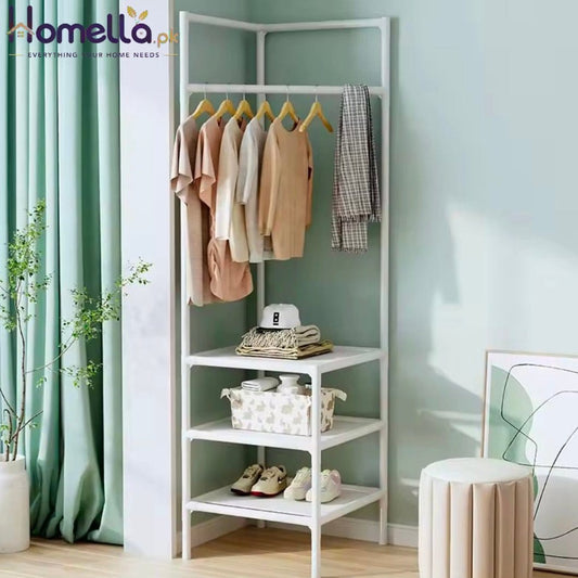 Corner Coat Hat Rack Multifunction Multi-Layer Floor Standing Corner Hanger Detachable Removable Metal Clothing Storage Shelf