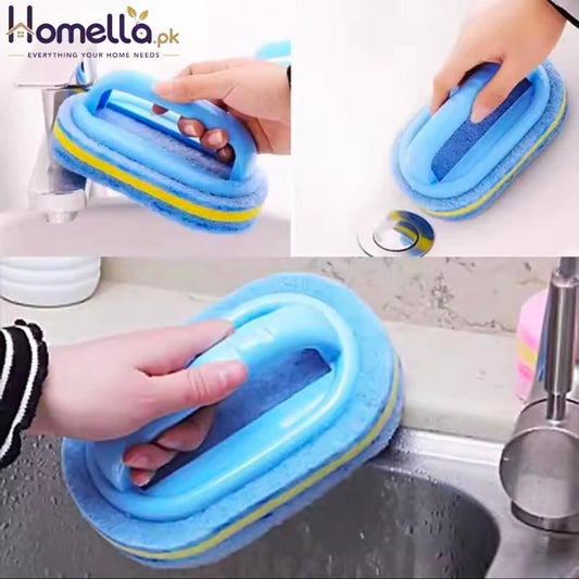 Scrub Brush With Handle Multi Surface Sponge Cleaner for Bathtub Tile kitchen Bathroom Heavy Duty Cleaning Tool