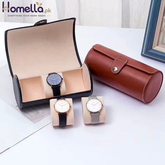 Watch Bag 3 Slots Luxury Ortable Vintage PU Leather Roll Watch Storage Box Travel Wristwatch Jewelry Gift Storage Display Case