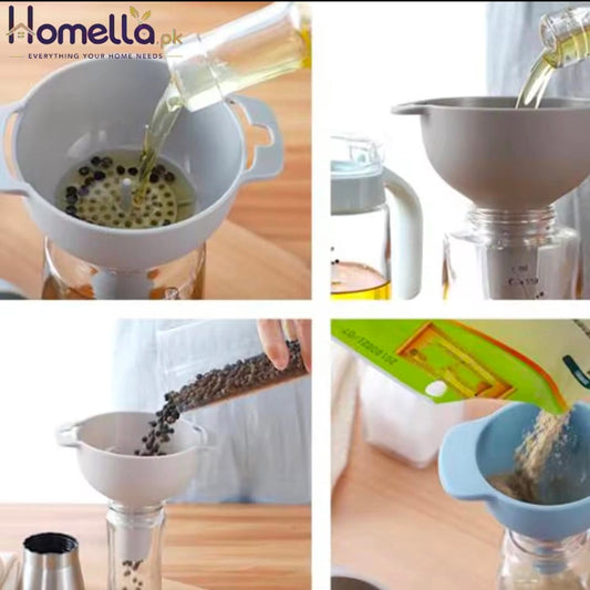 Multifunctional 4 in 1 kitchen Funnels Set With Strainer Filter Detachable Oil Funnel Food Grade Plastic Condiment Funnels