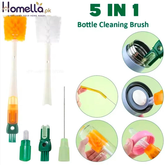 5 in 1 Mother- Child Baby Bottle Cup Cleaning Brush Feeding Clean Tool Set Water Bottle Cleaning Brush