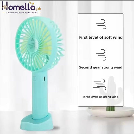 Portable Handheld USB Powered Digital Display Outdoor Charging Small Electric Fan Compact Size Lightweight Plastic Material