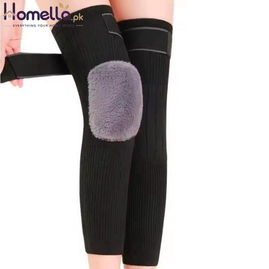1 Pair Thermal Knee Sleeve Non-Slip Elastic Wool Cashmere Knee Brace Support Protector Knee Warmer Pads Legging Stockings Wraps