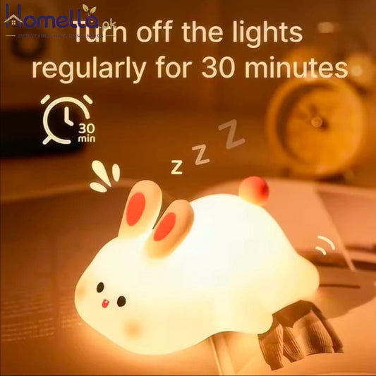 Cute Bunny Cartoon Night Light -Usb Rechargeable Touch Dimming Children's Bedside Sleep Gift