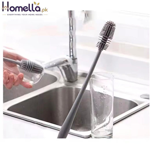 Silicone Milk Bottle Brush Cup Scrubber Glass Cleaner Kitchen Cleaning Tool Tong Handle Drink Bottle Glass Cup Cleaning Brush