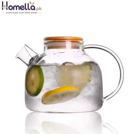 GIANXI Transparent Glass Elegant Water Jugs With Wooden Cover Kitchen Coffee Pot Coffeeware Teaware Beverage Dispenser