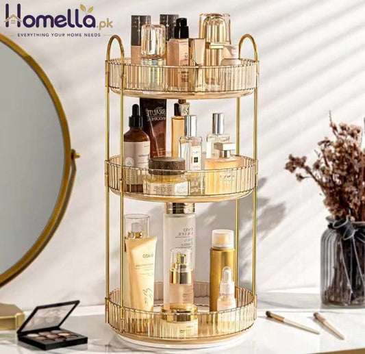 Cosmetic Organizer 360 Degree Rotating Cosmetic Storage Rack Adjustable Cosmetic Storage Display Case Space-Saving Home Storage