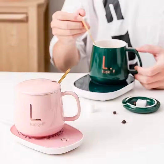 400ml Smart Ceramic Cup Coaster Warmer Thermostatic Coffee Heating Electric Mug Set Milk Tea Heating Water Coffeeware