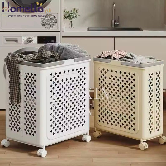 Household New Products Multifunctional Foldable Laundry Basket Toys Clothes Plastic Storage Basket with Wheel Handles