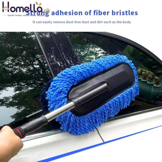 Car Wash Mop Retractable Fiber Wax Mop Car Wax Brush Cleaning Tool Car Wash Without Damaging Paint Dust Removal Fiber Duster