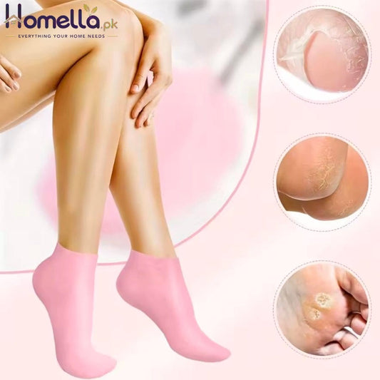 1 Pair Silicone Gel Moisturizing Foot Socks for Dry, Cracked Feet - Soothing Massage Pedicure Care Tool