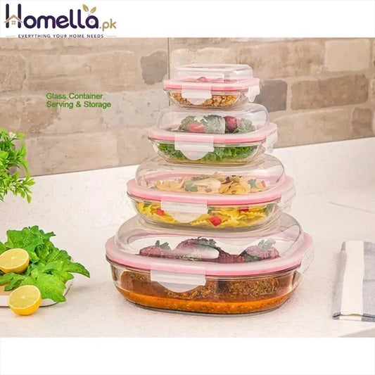 4 Pcs Glass Storage Box Container Set