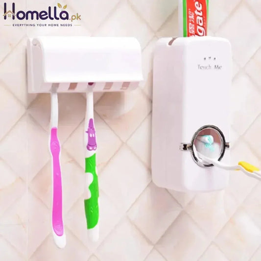 Toothpaste Dispenser With Toothbrush Holder Wall Mount