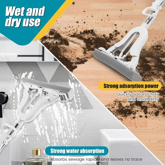 PVA Sponge Mop with Adjustable Handle and Self-Wringing