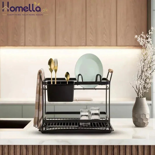 Dish Rack With Wooden Handles 2 Floors