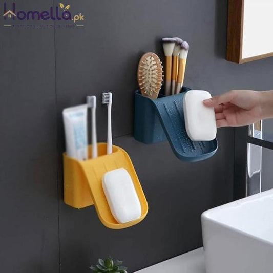 Multifunctional Soap Holder, Self adhesive Holder With Base Suction Cup, Slide Soap Holder
