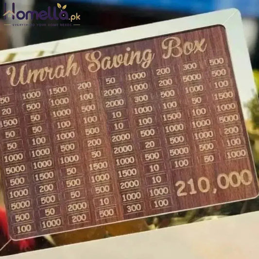 Wooden Umrah Saving Box – 280 Days Plan