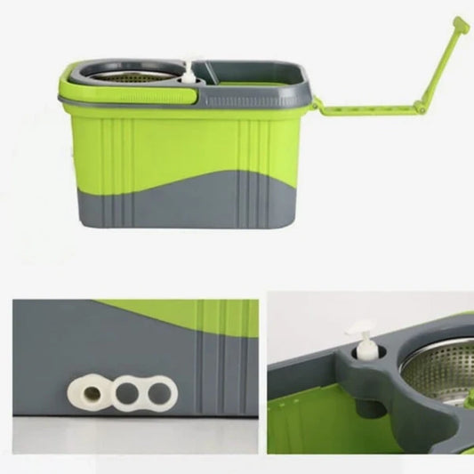 Spin Mop and Bucket With Wringer Set 360 Spinning Mop Bucket System Stainless Steel Adjustable Handle For Fool Cleaning